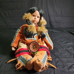 Native American Porcelain Indian Doll. Collection Etc. Co. Pre-owned. 11in.tall